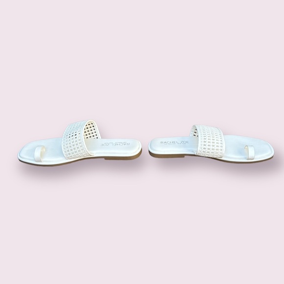 Rachel Zoe Women’s 8 White Woven Flat Sandals with Toe Ring, Rachel Zoe Sandals - Picture 6 of 13
